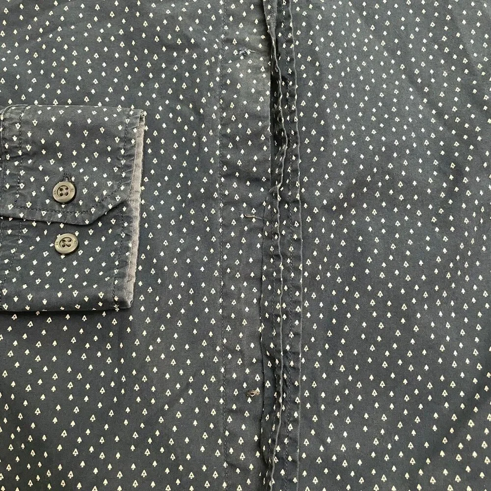 Banana Republic Custom Wash Shirt Mens Medium Blue Grant Fit Printed Cotton Top